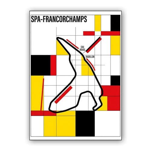 Spa-Francorchamps De Stijl Geometric Track Map Poster wall art poster