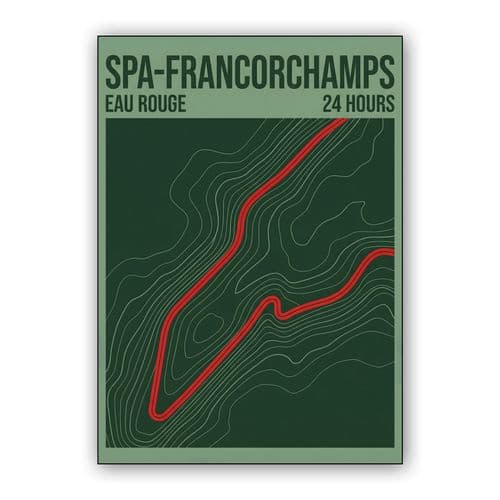Spa-Francorchamps Eau Rouge Topographic Racing Poster wall art poster