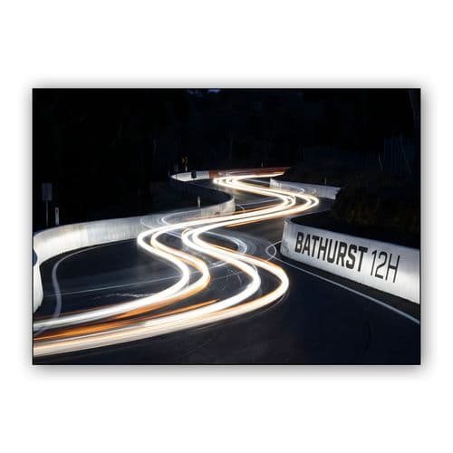 Midnight Light Trails at Mount Panorama Bathurst 12H wall art poster