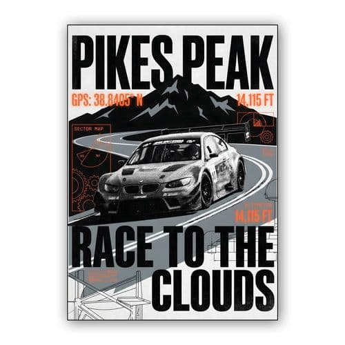 Pikes Peak Race to the Clouds BMW M3 Graphic Poster wall art poster