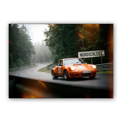 Misty Morning at the Green Hell Porsche 911 Art wall art poster