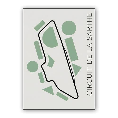 Circuit de la Sarthe Minimalist Geometric Track Map wall art poster
