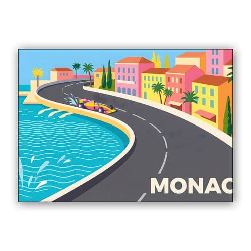 Monaco Grand Prix Coastal Speed Flat Art Poster wall art poster