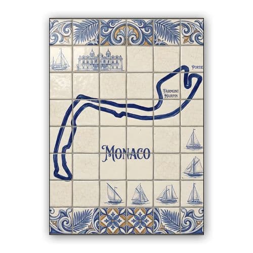 Monaco Grand Prix Azulejo Tile Track Map wall art poster