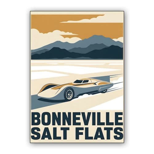 Bonneville Salt Flats Land Speed Record Vintage Poster wall art poster