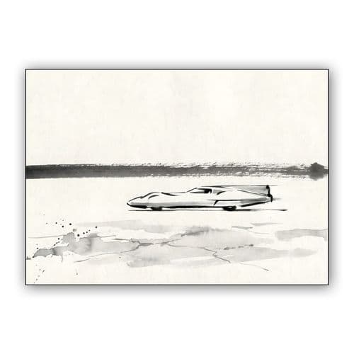 Zen Speed: Bonneville Streamliner Ink Wash wall art poster