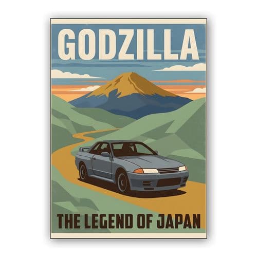 Nissan Skyline GT-R R32 Godzilla: The Legend of Japan Travel Poster wall art poster