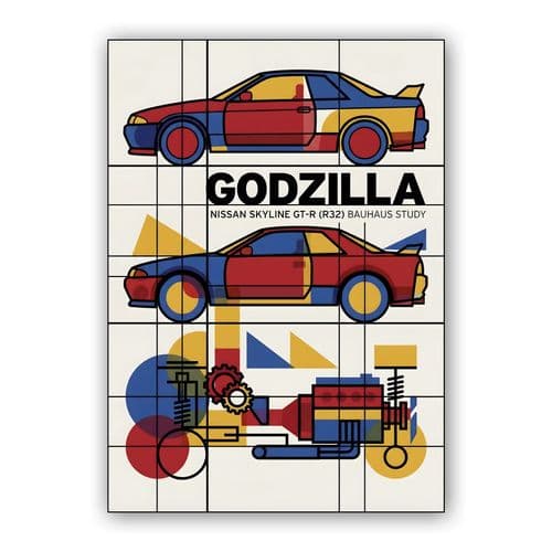 Nissan Skyline GT-R R32: Bauhaus Study wall art poster