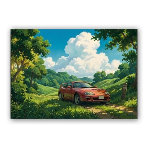 The Journey of A80: Studio Ghibli Style Supra wall art poster
