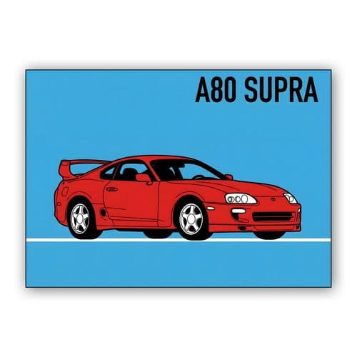 Red Legend: Toyota Supra A80 Minimalist Illustration wall art poster