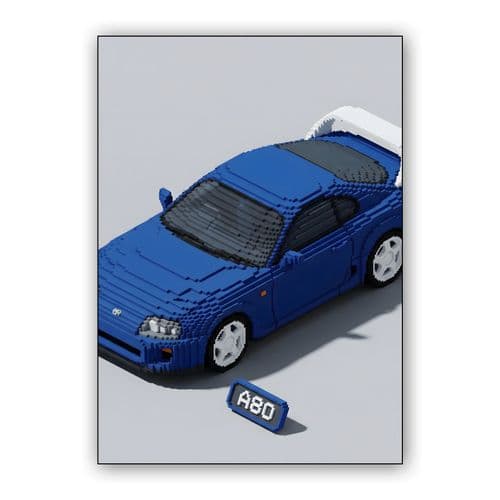 Voxel Legend: Toyota Supra A80 in Blue wall art poster