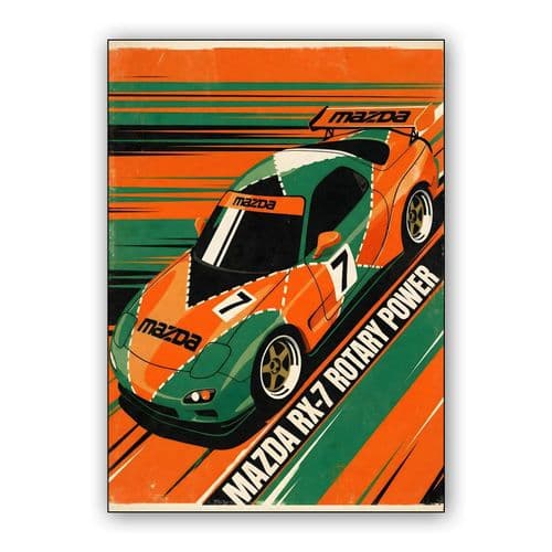 Rotary Power: Mazda RX-7 Vintage Racing Poster wall art poster