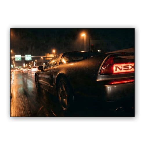 Night Rain Pursuit: Honda NSX wall art poster