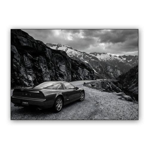 Summit Solitude: Honda NSX in the Alps wall art poster