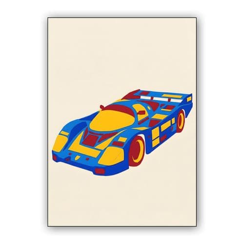 Porsche 962: Primary Colors Flat Art wall art poster