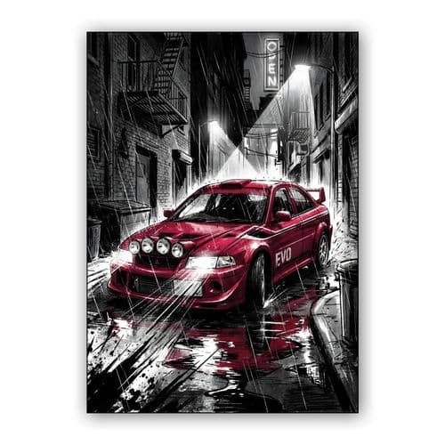 Alleyway Predator: Mitsubishi Lancer Evolution VI wall art poster