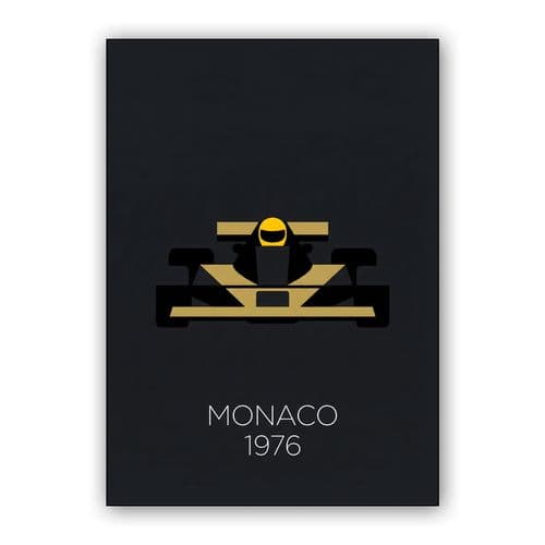 Monaco 1976: Minimalist Formula 1 Gold & Black wall art poster