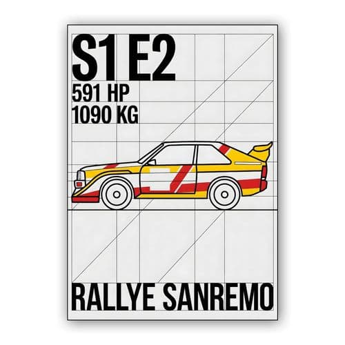Audi Sport Quattro S1 E2: Rallye Sanremo Technical Study wall art poster