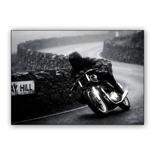 Bray Hill Descent: Isle of Man TT Noir wall art poster