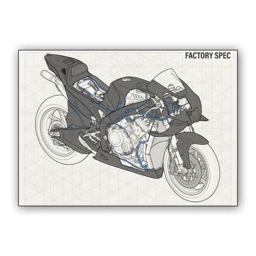 BMW S 1000 RR: Factory Spec Technical Illustration wall art poster