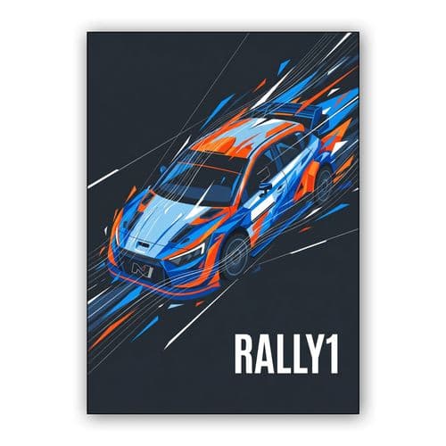 Hyundai i20 N Rally1 Kinetic Illustration wall art poster