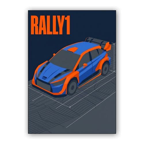 Toyota GR Yaris Rally1 Isometric Technical Illustration wall art poster