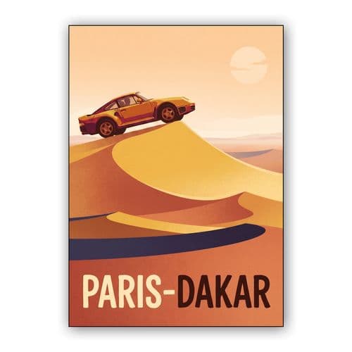 Porsche 959 Paris-Dakar Vintage Travel Poster wall art poster