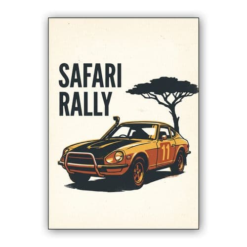 Datsun 240Z Safari Rally Minimalist Illustration wall art poster