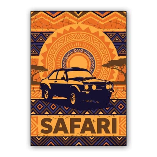 Ford Escort Safari Rally Pattern Illustration wall art poster