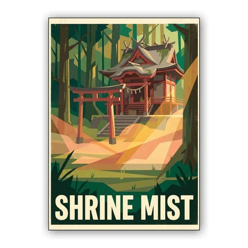 Shrine Mist: Golden Forest Sanctuary wall art poster