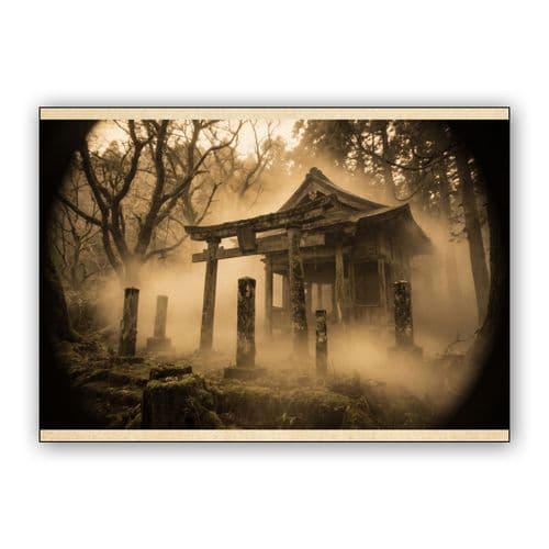 Fog-Drenched Shinto Sanctuary wall art poster