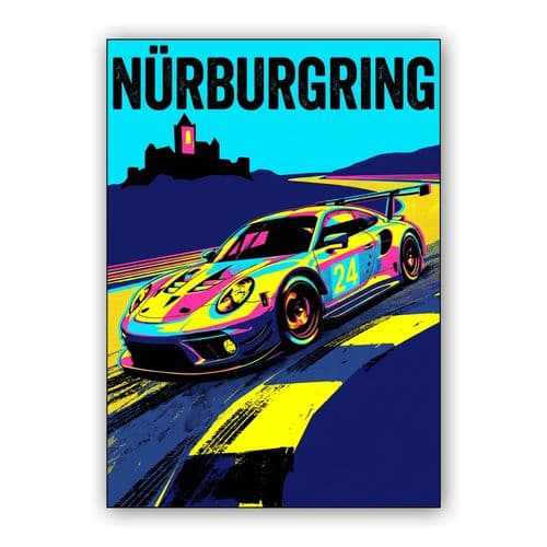 Nürburgring Pop: The 24h Porsche GT3 wall art poster