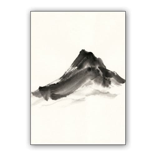 Zen Mountain Ink Wash wall art poster