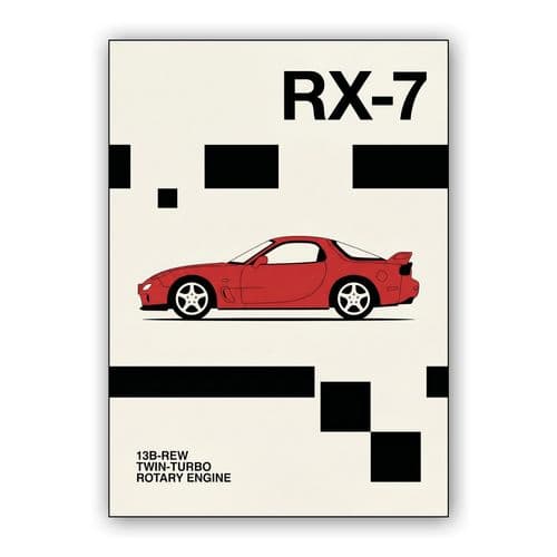 Mazda RX-7 FD3S Rotary Legend Profile wall art poster