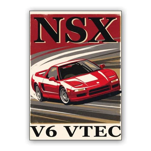 Honda NSX V6 VTEC Vintage Poster Art wall art poster