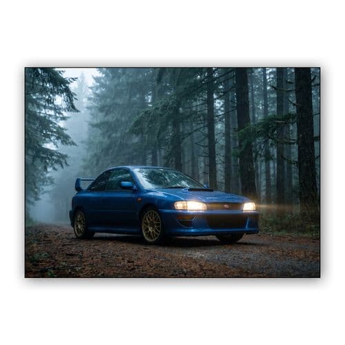 Subaru 22B STi Misty Forest Sentinel wall art poster