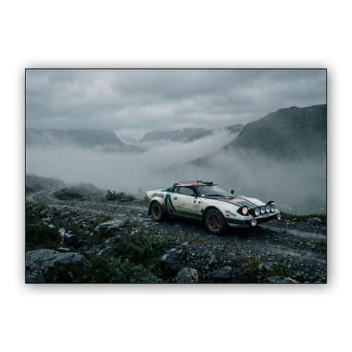 Lancia Stratos: Foggy Mountain Rally Stage wall art poster