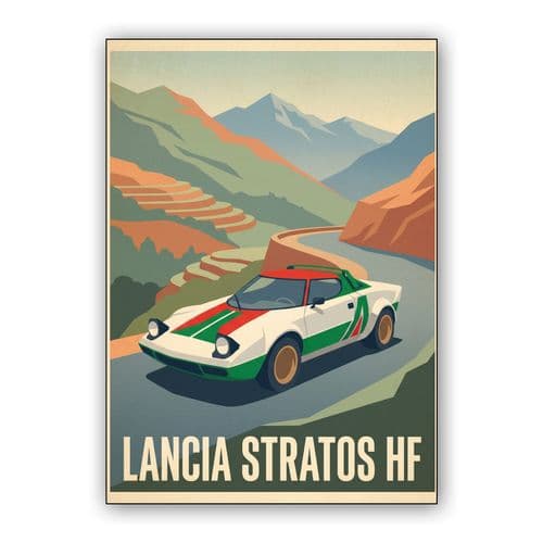 Lancia Stratos HF Mountain Rally Travel Poster wall art poster