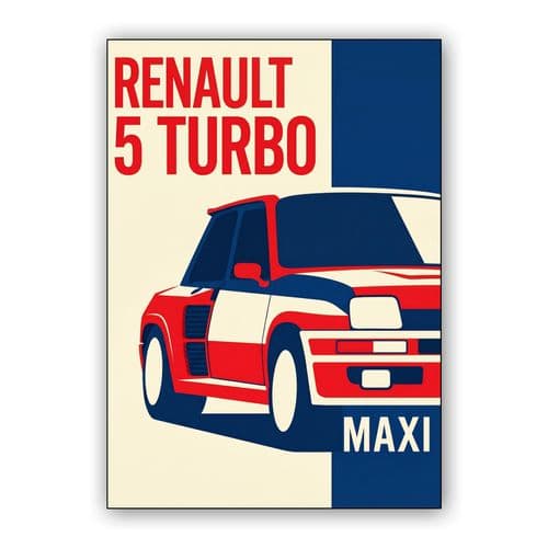 Renault 5 Turbo Maxi Minimalist Graphic wall art poster