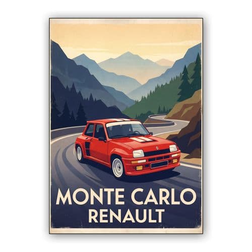 Renault 5 Turbo: Monte Carlo Rally Vintage Poster wall art poster