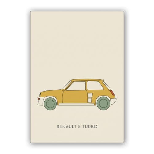Renault 5 Turbo Minimalist Flat Art wall art poster