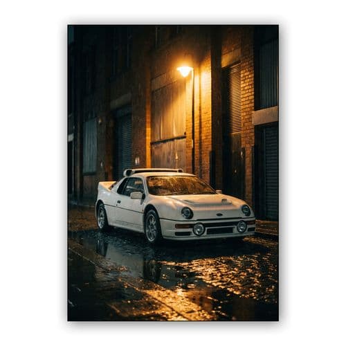 Rainy Night Alley: Ford RS200 wall art poster