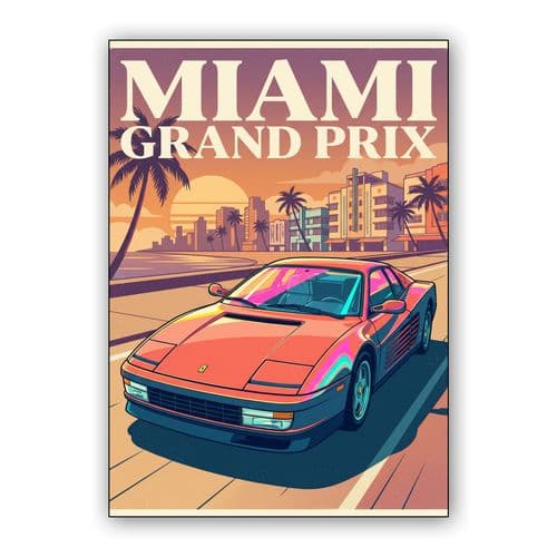 Miami Grand Prix: Classic Ferrari Testarossa wall art poster