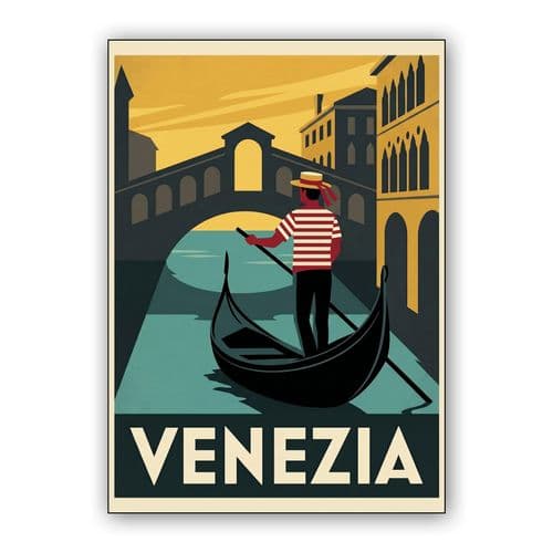 Venezia Retro Poster: Classic Venetian Gondola wall art poster
