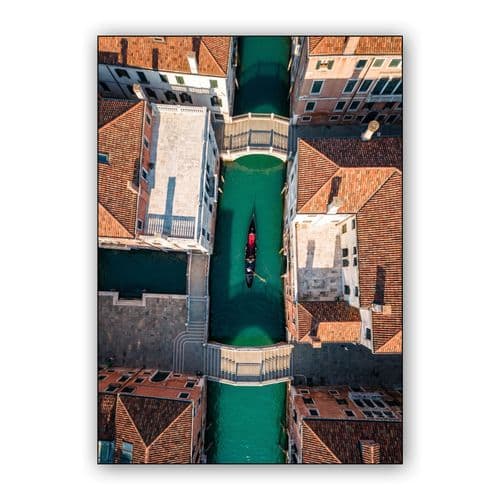 Venetian Emerald: Aerial Gondola on Venice Canal wall art poster