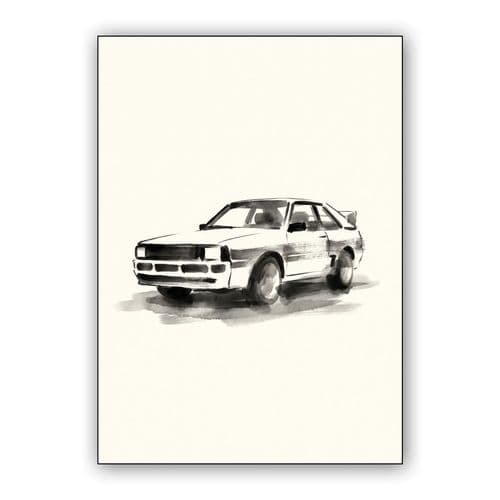 Audi Quattro Minimalist Sumi-e Ink Wash Painting wall art poster