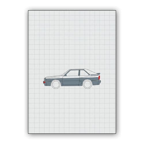 Audi Sport Quattro Minimalist Grid Technical Drawing wall art poster