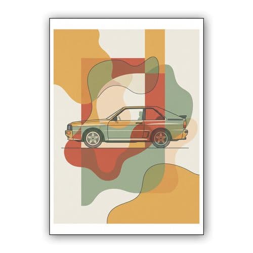 Audi Quattro Mid Century Modern Abstract Art wall art poster