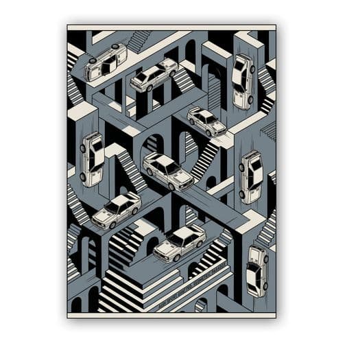 Audi Sport Quattro Escher Style Geometric Paradox wall art poster