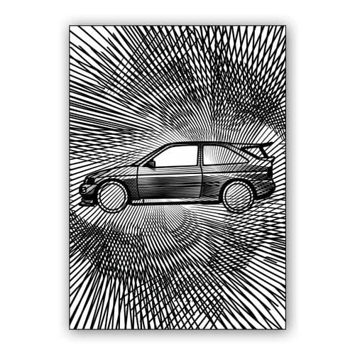 Cosworth RS Cross-Hatch Op Art wall art poster